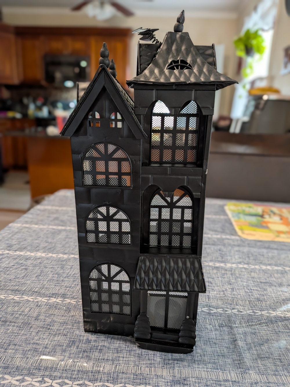 Black Gothic Haunted House Metal Lantern